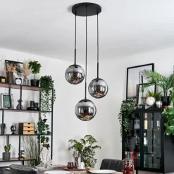 hofstein Gastor Suspension, Boule lumineuse 30 cm Chrome, Fumé, 3 lumières