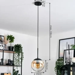 hofstein Gastor Suspension, Boule lumineuse Ambre, Clair, 1 lumière