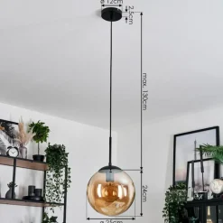 hofstein Gastor Suspension, Boule lumineuse 25 cm Ambre, 1 lumière