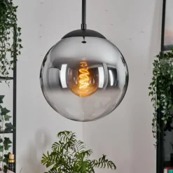 hofstein Gastor Suspension, Boule lumineuse 25 cm Chrome, Clair, Fumé, 1 lumière