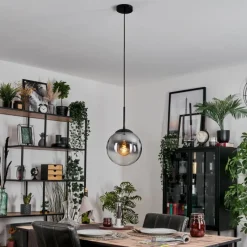 hofstein Gastor Suspension, Boule lumineuse 25 cm Clair, Fumé, 1 lumière