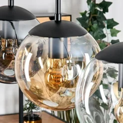 hofstein Gastor Suspension, Boule lumineuse Ambre, Clair, Fumé, 3 lumières