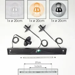 hofstein Gastor Suspension, Boule lumineuse Ambre, Clair, Fumé, 3 lumières