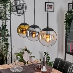 Lampes Dorées-hofstein Gastor Suspension, Boule lumineuse Or, Clair, Fumé, 3 lumières