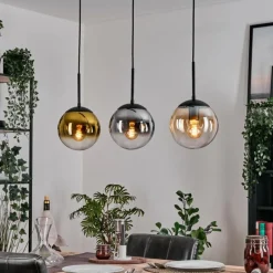 Lampes Dorées-hofstein Gastor Suspension, Boule lumineuse Or, Clair, Fumé, 3 lumières