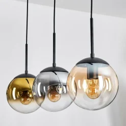 Lampes Dorées-hofstein Gastor Suspension, Boule lumineuse Or, Clair, Fumé, 3 lumières