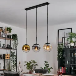 Lampes Dorées-hofstein Gastor Suspension, Boule lumineuse Or, Clair, Fumé, 3 lumières