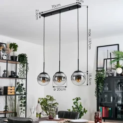 hofstein Gastor Suspension, Boule lumineuse Clair, Fumé, 3 lumières