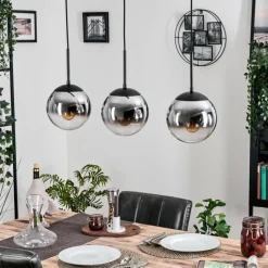 hofstein Gastor Suspension, Boule lumineuse Chrome, Clair, Fumé, 3 lumières