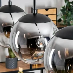 hofstein Gastor Suspension, Boule lumineuse Chrome, Clair, Fumé, 3 lumières