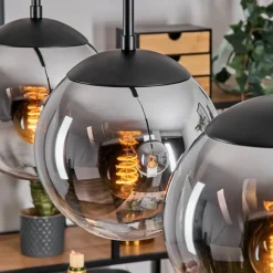 hofstein Gastor Suspension, Boule lumineuse Chrome, Clair, Fumé, 3 lumières