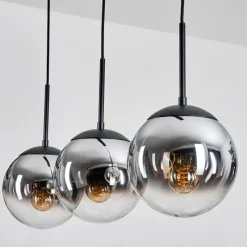 hofstein Gastor Suspension, Boule lumineuse Chrome, Clair, Fumé, 3 lumières
