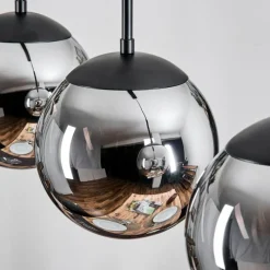 hofstein Gastor Suspension, Boule lumineuse Chrome, Fumé, 3 lumières