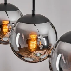 hofstein Gastor Suspension, Boule lumineuse Chrome, Fumé, 3 lumières