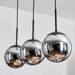 hofstein Gastor Suspension, Boule lumineuse Chrome, Fumé, 3 lumières