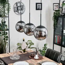 hofstein Gastor Suspension, Boule lumineuse Clair, Fumé, 3 lumières