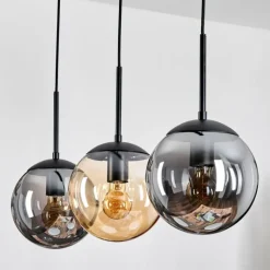 hofstein Gastor Suspension, Boule lumineuse Ambre, Clair, Fumé, 3 lumières
