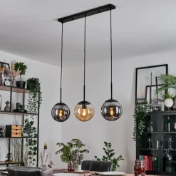 hofstein Gastor Suspension, Boule lumineuse Ambre, Clair, Fumé, 3 lumières