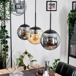 hofstein Gastor Suspension, Boule lumineuse Ambre, Clair, Fumé, 3 lumières