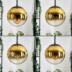 hofstein Gastor Suspension, Boule lumineuse Or, Clair, 3 lumières