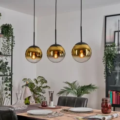 hofstein Gastor Suspension, Boule lumineuse Or, Clair, 3 lumières