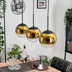 hofstein Gastor Suspension, Boule lumineuse Or, Clair, 3 lumières