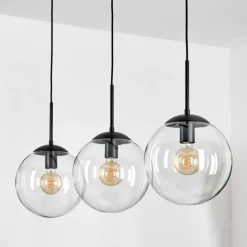 hofstein Gastor Suspension, Boule lumineuse Noir, 3 lumières