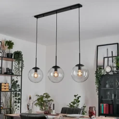 hofstein Gastor Suspension, Boule lumineuse Noir, 3 lumières