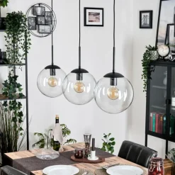 hofstein Gastor Suspension, Boule lumineuse Noir, 3 lumières