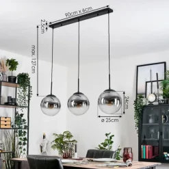 hofstein Gastor Suspension, Boule lumineuse Noir, 3 lumières