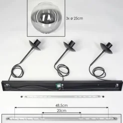 hofstein Gastor Suspension, Boule lumineuse Noir, 3 lumières