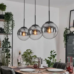 hofstein Gastor Suspension, Boule lumineuse Noir, 3 lumières