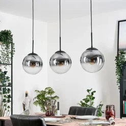 hofstein Gastor Suspension, Boule lumineuse Noir, 3 lumières