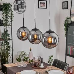 hofstein Gastor Suspension, Boule lumineuse Noir, 3 lumières