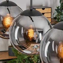 hofstein Gastor Suspension, Boule lumineuse Noir, 3 lumières