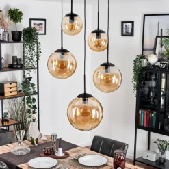 hofstein Gastor Suspension, Boule lumineuse 45 cm Noir, 5 lumières