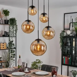 hofstein Gastor Suspension, Boule lumineuse 45 cm Noir, 5 lumières