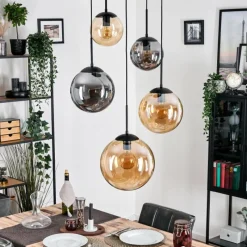 hofstein Gastor Suspension, Boule lumineuse 45 cm Noir, 5 lumières