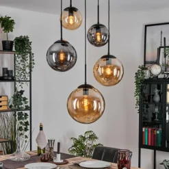 hofstein Gastor Suspension, Boule lumineuse 45 cm Noir, 5 lumières