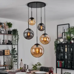 hofstein Gastor Suspension, Boule lumineuse 45 cm Noir, 5 lumières