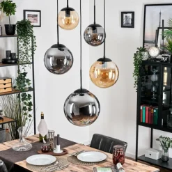 hofstein Gastor Suspension, Boule lumineuse 45 cm Noir, 5 lumières