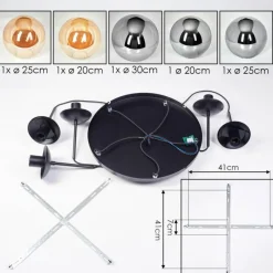 hofstein Gastor Suspension, Boule lumineuse 45 cm Noir, 5 lumières