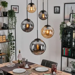 hofstein Gastor Suspension, Boule lumineuse 45 cm Noir, 5 lumières