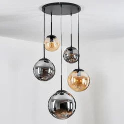 hofstein Gastor Suspension, Boule lumineuse 45 cm Noir, 5 lumières