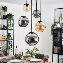 hofstein Gastor Suspension, Boule lumineuse 45 cm Noir, 5 lumières