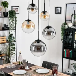 hofstein Gastor Suspension, Boule lumineuse 45 cm Noir, 5 lumières