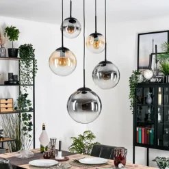 hofstein Gastor Suspension, Boule lumineuse 45 cm Noir, 5 lumières