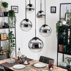 hofstein Gastor Suspension, Boule lumineuse 45 cm Noir, 5 lumières