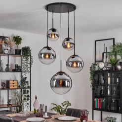 hofstein Gastor Suspension, Boule lumineuse 45 cm Noir, 5 lumières