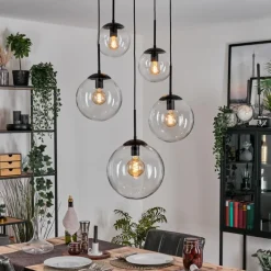 hofstein Gastor Suspension, Boule lumineuse 45 cm Noir, 5 lumières